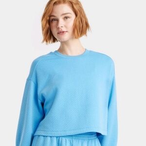 Women's Pointelle Lounge Sweatshirt - Colsie Blue XS